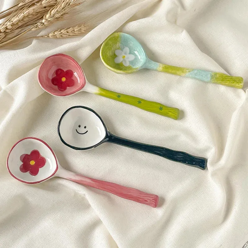 🌸 Adorable Hand-Painted Flower Spoon for Soups & Desserts 🍦✨
