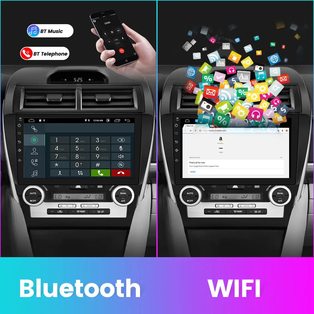 10 inch Touch Screen Car Radio Stereo Compatible for Toyota Camry 2012 2013 2014, with Carplay Android Auto GPS/FM/Wifi/USB, Support SWC,Bluetooth,GPS Navigation