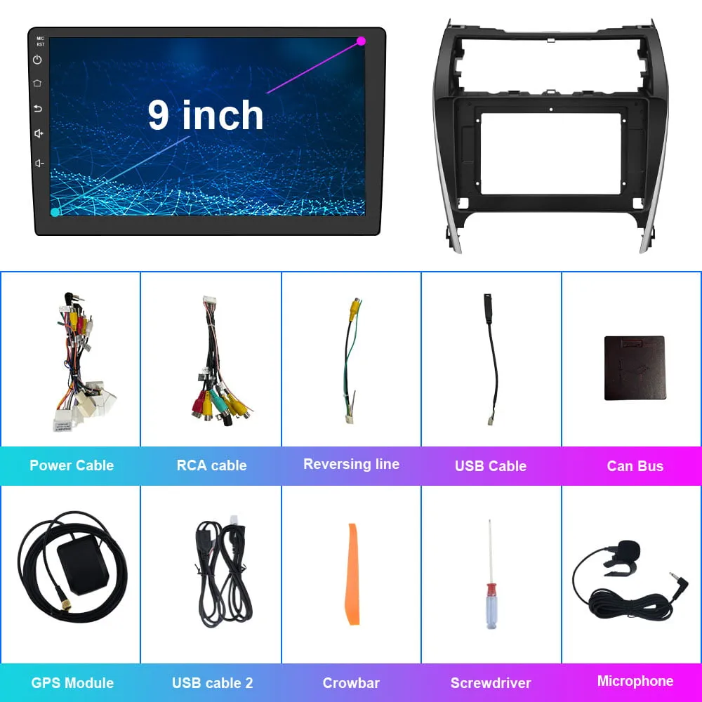 10 inch Touch Screen Car Radio Stereo Compatible for Toyota Camry 2012 2013 2014, with Carplay Android Auto GPS/FM/Wifi/USB, Support SWC,Bluetooth,GPS Navigation