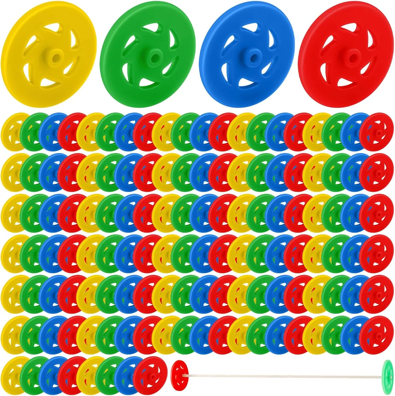 100 Pcs Plastic Project Toy Wheels Bulk Small Plastic Wheels for Toy Cars Stem Learning Projects Crafts Mini Vehicles Rc Truck Boat Helicopter Model