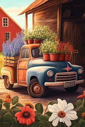 1000 Pieces Puzzle for Adult - Sunshine Flower Farm Car Wooden Jigsaw Puzzles Challenging Educational Fun Toys for Family Creative Gift, 500PCS