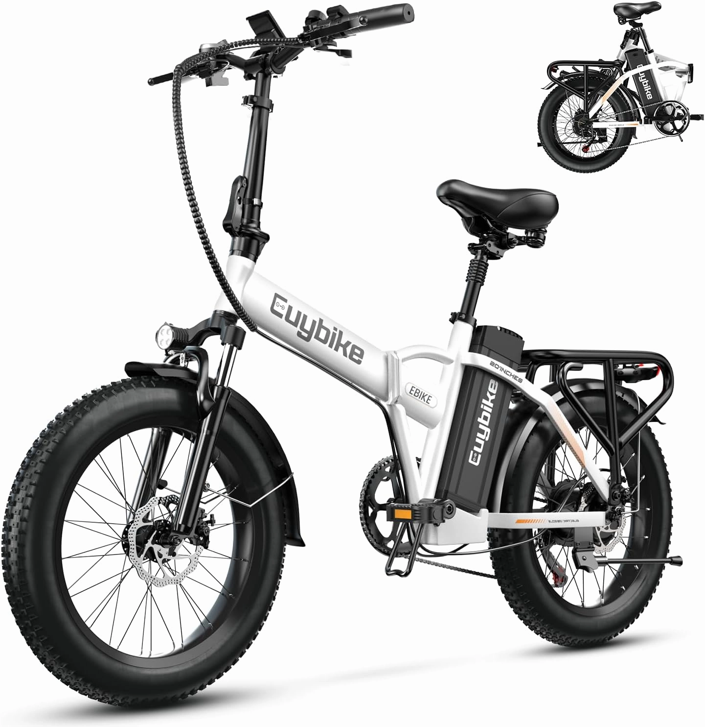 1000W Folding Electric Bike, 48V 20AH Large Removable Battery E Bike, 30 MPH, 80 Miles Max Range, 20" Fat Tire Electric Bike for Adults, Adult Electric Bicycles for Commute Beach Snow