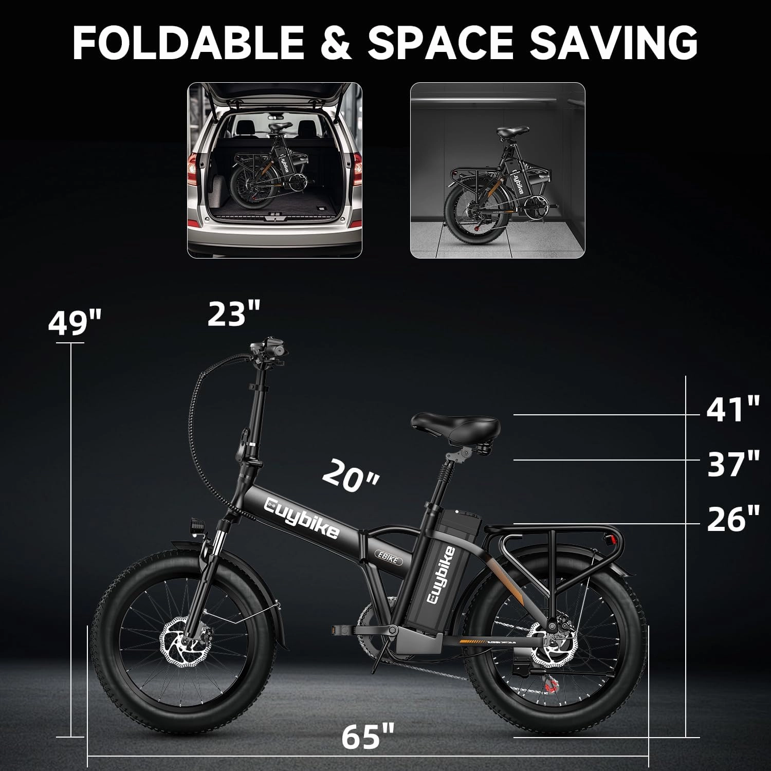 1000W Folding Electric Bike, 48V 20AH Large Removable Battery E Bike, 30 MPH, 80 Miles Max Range, 20" Fat Tire Electric Bike for Adults, Adult Electric Bicycles for Commute Beach Snow