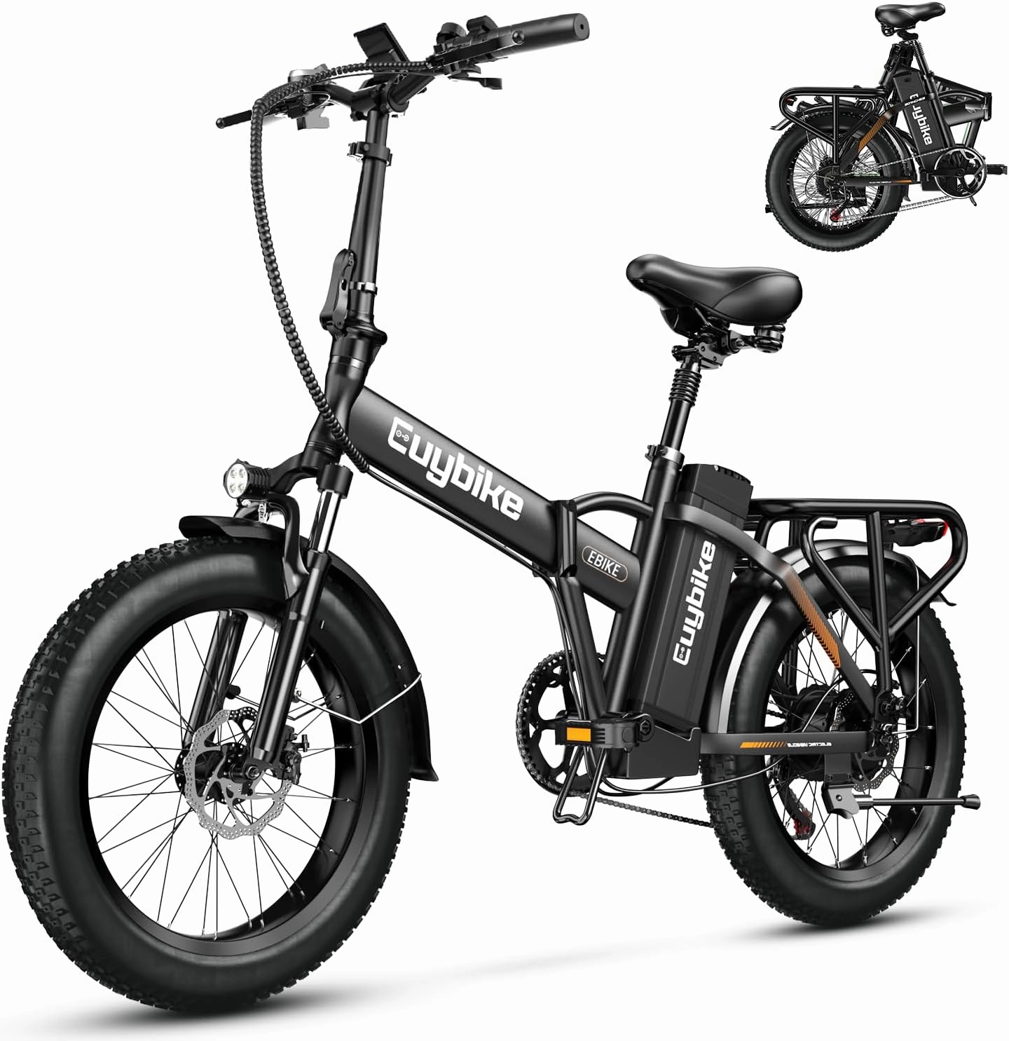 1000W Folding Electric Bike, 48V 20AH Large Removable Battery E Bike, 30 MPH, 80 Miles Max Range, 20" Fat Tire Electric Bike for Adults, Adult Electric Bicycles for Commute Beach Snow
