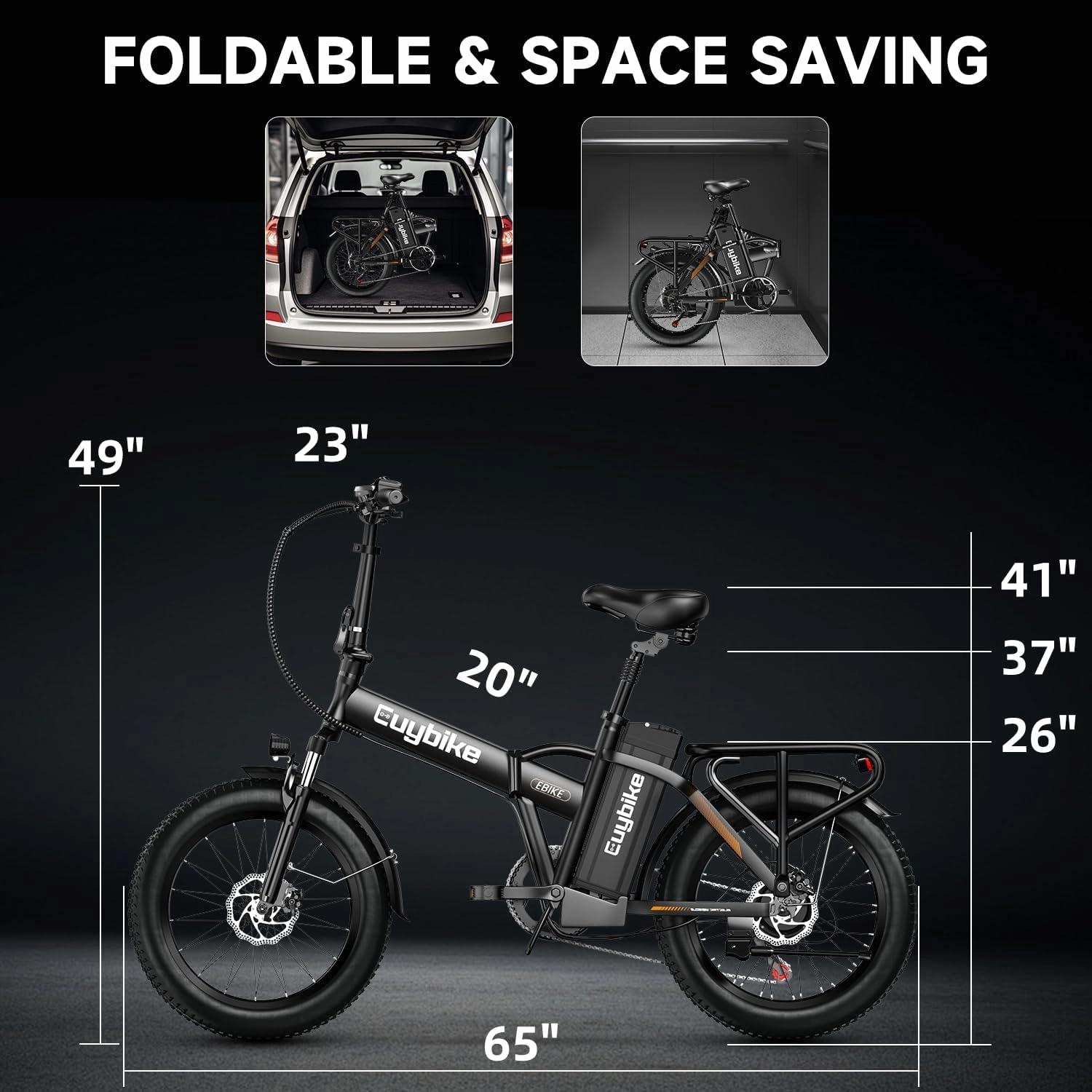 1000W Folding Electric Bike, 48V 20AH Large Removable Battery E Bike, 30 MPH, 80 Miles Max Range, 20" Fat Tire Electric Bike for Adults, Adult Electric Bicycles for Commute Beach Snow