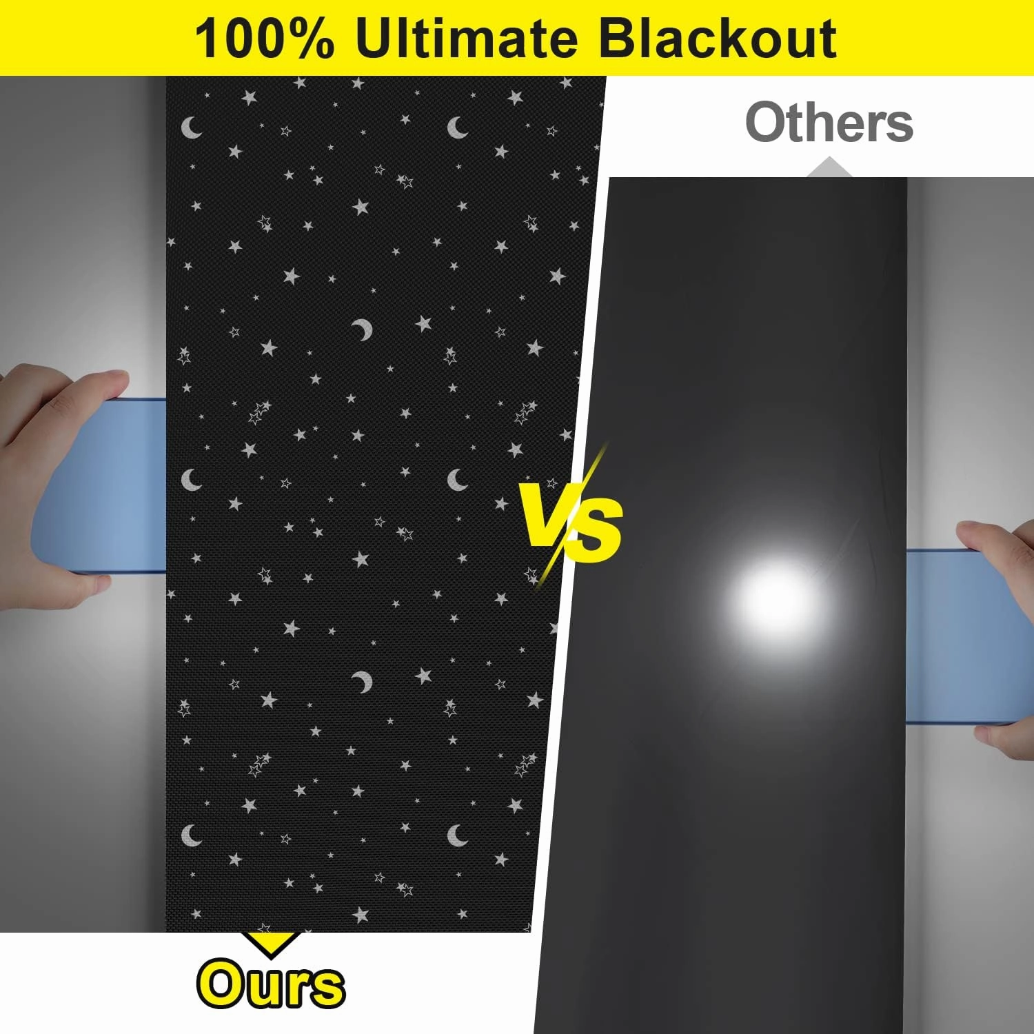 100% Blackout Blinds 157" x 57" Blackout Window Cover Travel Black Out Curtains for Baby Nursery Bedroom Dorm Room Windows Temporary Black Out Shades for Night Shift Worker Traveler Black&Star