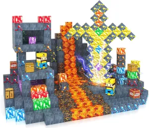 100PCS Magnetic Blocks - Build Mine Magnet World Mine Sword Adventure Set, Building Toys Classroom Must Haves Learning Sensory Toys for 3 4 5 6 7 8 Toddlers Kids Games Birthday Gifts for Boys & Girls