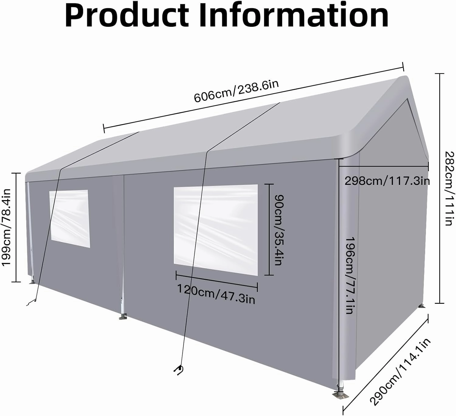 10x20 Portable Carport Garage Tent, Canopy Tent Top Garage Shelter, Car Tent Party Tent, Heavy Duty Car Shelter Cover, Waterproof Car Cover Canopy Tent for Outdoor, Garden