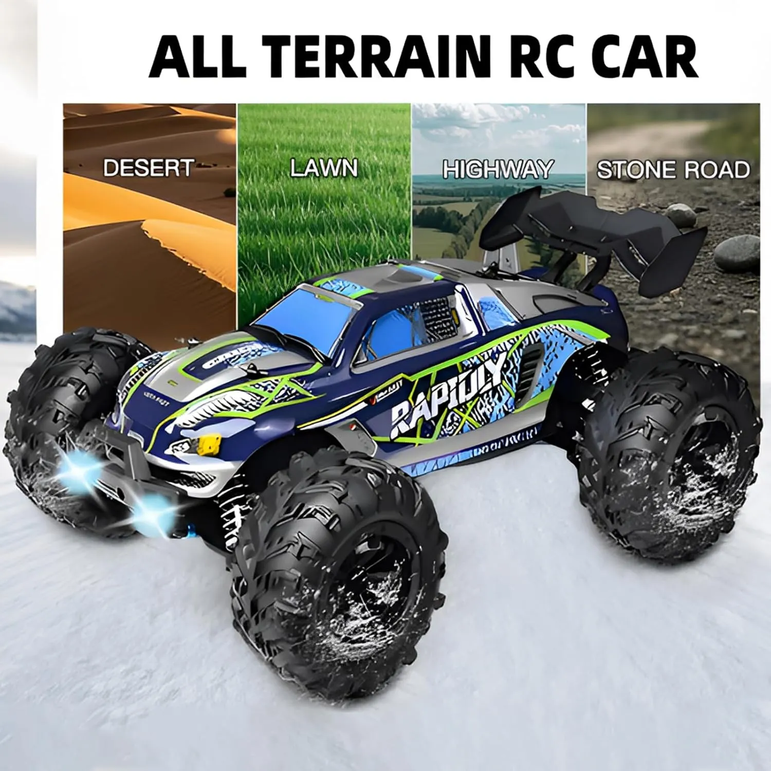 1/16 Fast RC Car for Adults, Offroad Monster Truck, Max 50 KPH All-Terrain 4WD High-Speed Drift Vehicle, rc Drift Truck, Speed Adjustable (16101 50KM-H Box)
