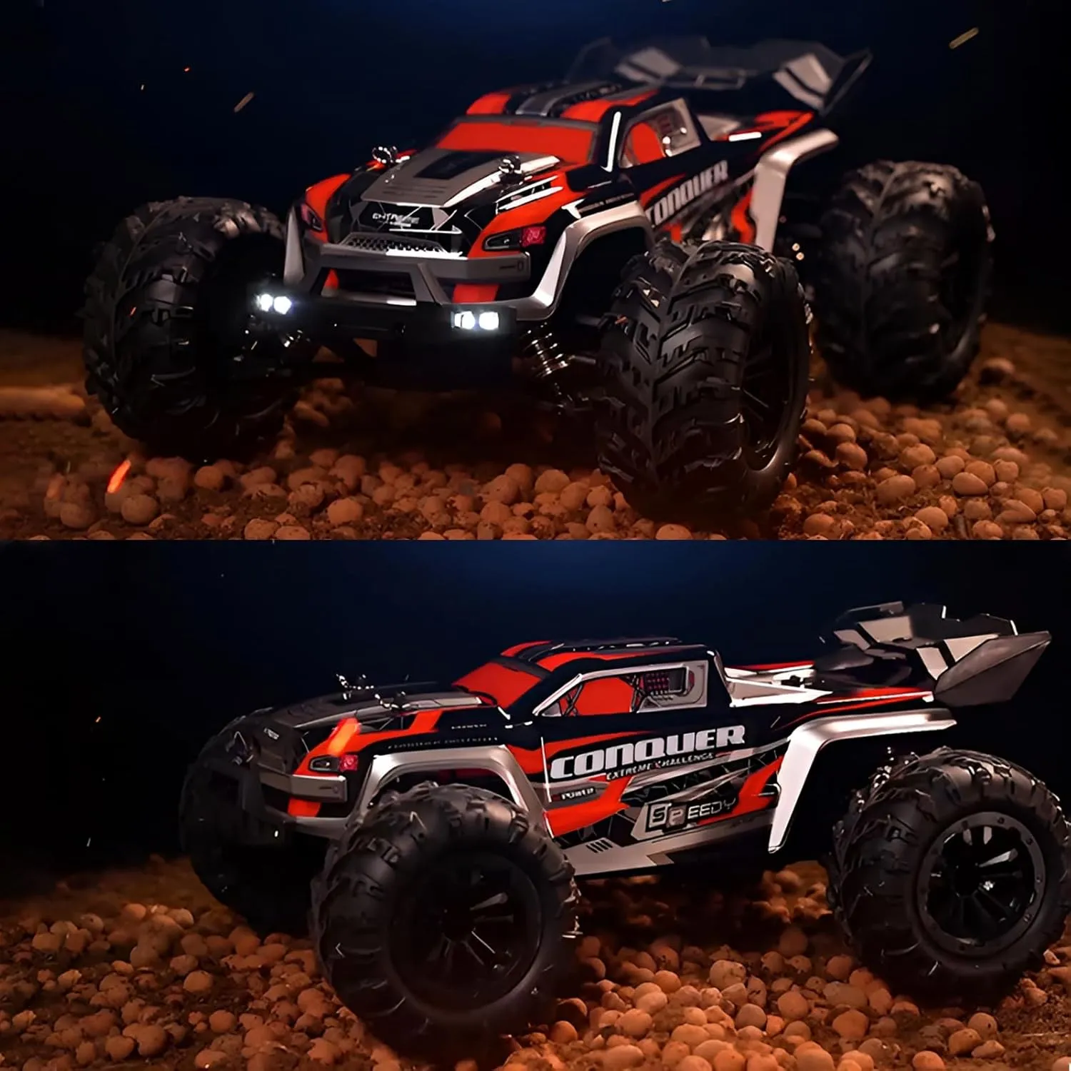 1/16 Fast RC Car for Adults, Offroad Monster Truck, Max 50 KPH All-Terrain 4WD High-Speed Drift Vehicle, rc Drift Truck, Speed Adjustable (16102 50KM-H Box)