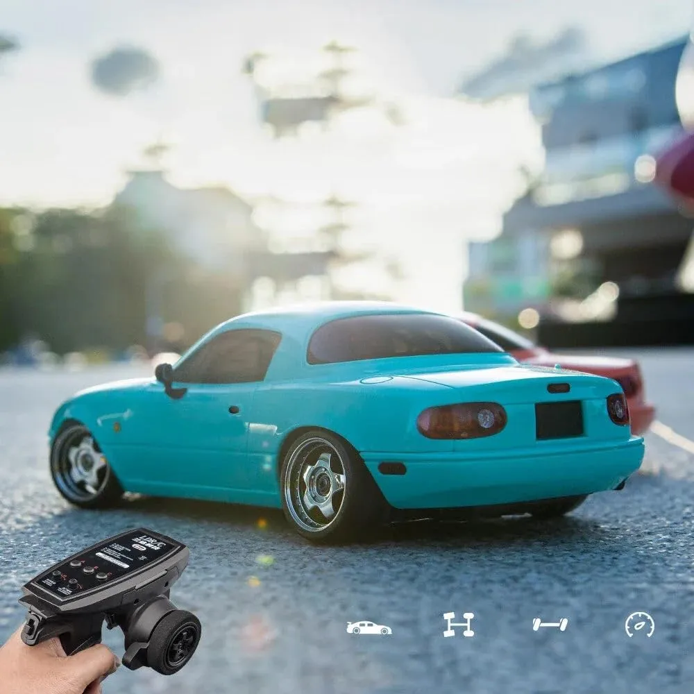 1/18 Scale Mini RC Drift Car for Adult and Teens, 2.4GHz 3CH Full Proportional RWD Remote Control Drifting Car with Gyro & LED Flip Light