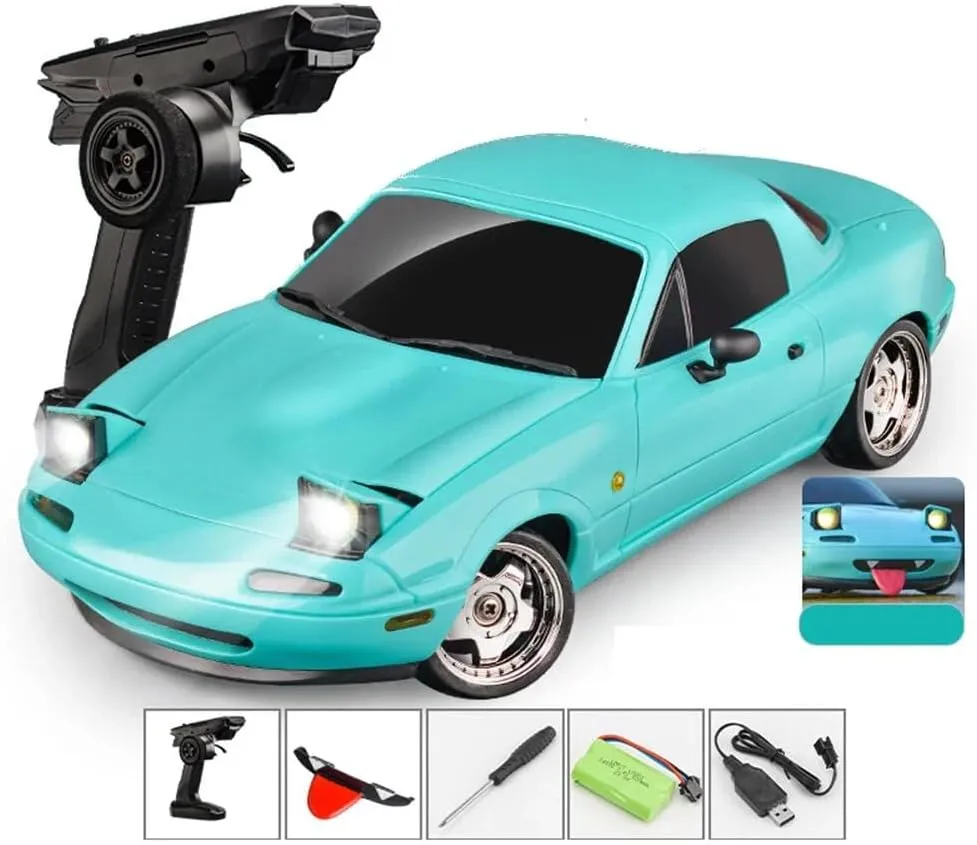 1/18 Scale Mini RC Drift Car for Adult and Teens, 2.4GHz 3CH Full Proportional RWD Remote Control Drifting Car with Gyro & LED Flip Light