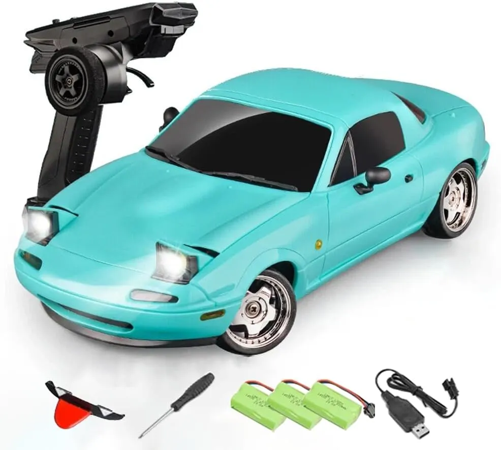 1/18 Scale Mini RC Drift Car for Adult and Teens, 2.4GHz 3CH Full Proportional RWD Remote Control Drifting Car with Gyro & LED Flip Light