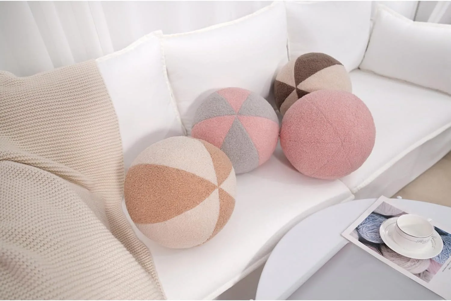 12 Inch Round Hugging Pillow Plush Toy Soft Plushies Throw Pillows Kids' First Plush Toys for Home Decor Or Gift for Kids and Lovers (Cream&Coffee)