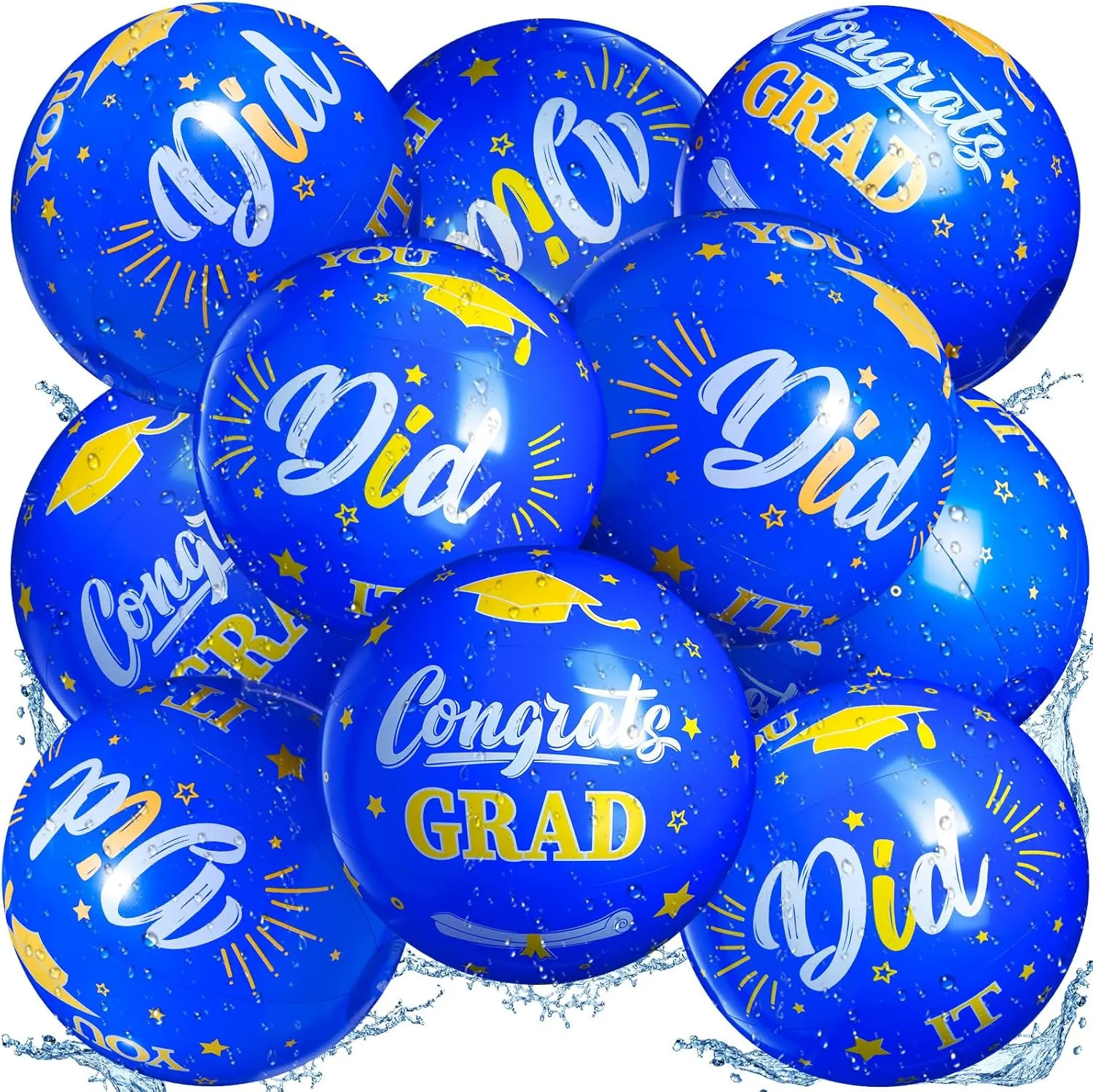 12 Pack 2025 Graduation Beach Balls 11.8" Inflatable Congrats Grad Ball Graduation Party Favors Gifts Class of 2025 Decor Sign Pool Toy for Student Seniors Teens College