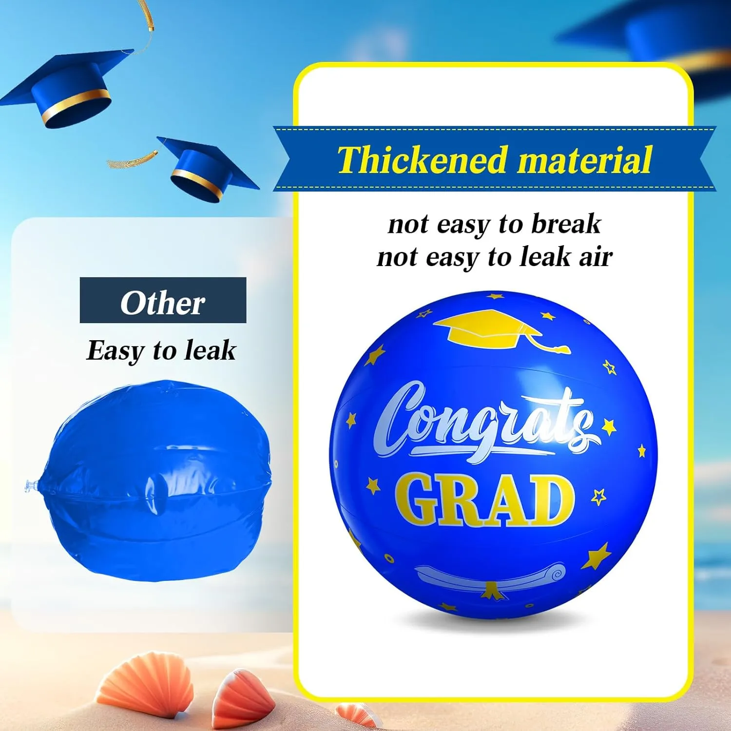 12 Pack 2025 Graduation Beach Balls 11.8" Inflatable Congrats Grad Ball Graduation Party Favors Gifts Class of 2025 Decor Sign Pool Toy for Student Seniors Teens College
