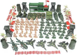 122pcs Army Men Army Soldier Plastic Toys,Military Action Figures Playset with Mini Tank Vehicles Panzer Anti-Air Planes,Helicopter Soldier Figures and Accessories for Kids Boys and Girls