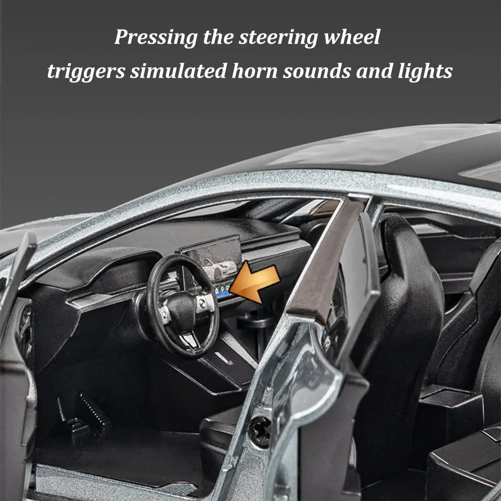 1/24 Model 3 Toy Car for Boys, Zinc Alloy Diecast Metal Model 3 Model Car Pull Back Car Toy Vehicles with Sound and Music, Suitable for Kids Aged 3  as Gifts