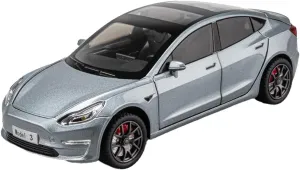 1/24 Model 3 Toy Car for Boys, Zinc Alloy Diecast Metal Model 3 Model Car Pull Back Car Toy Vehicles with Sound and Music, Suitable for Kids Aged 3  as Gifts