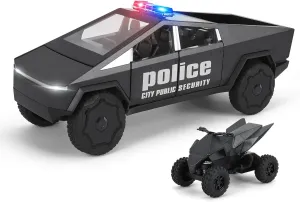 1/24 Toy Car Metal Model for Kid, Alloy Diecast Pickup Trailer RV Model Kit, Toy Trucks with Sound and Light, Off-Road Vehicle Collection for Boy Girl Toddler Birthday（Black Grey）