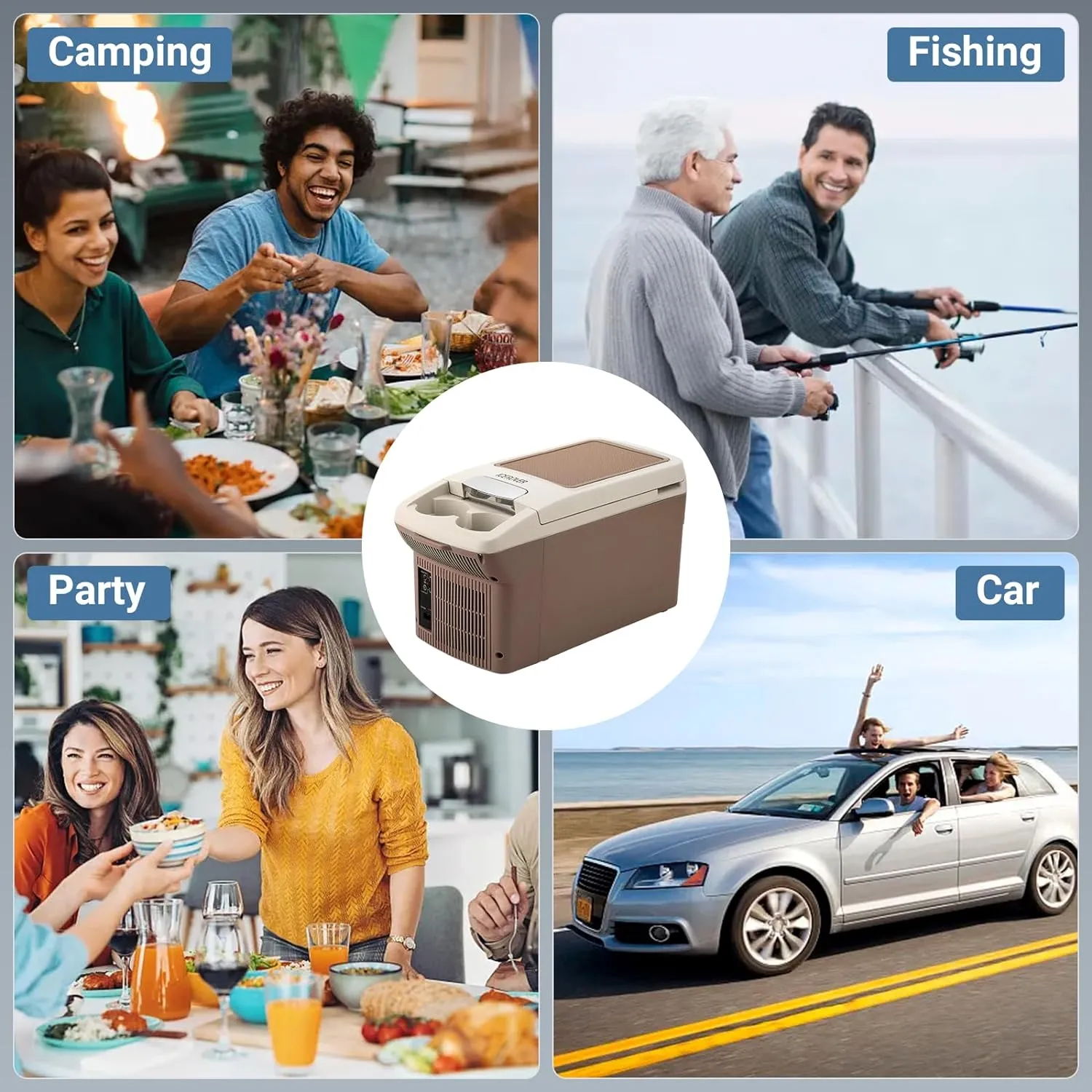 12V Car Refrigerator Cooler/Warmer 6 Quart (6L) 40℉~140℉,12 Volt DC &110V AC, Electric Car Fridge Portable Compact Camping Cooler,Thermoelectric 12V Small Fridge for Car,RV,Camping (Brown)