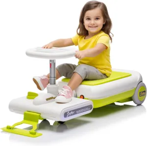 12V Kids Ride on Car with Cleaning Fun, Battery Powered Motorized Electric Cleaning Go Kart for Kids, with Adjustable Length, Detachable Mop, Lights & Music, Kid Clean Car, Indoor/Outdoor Use,Green