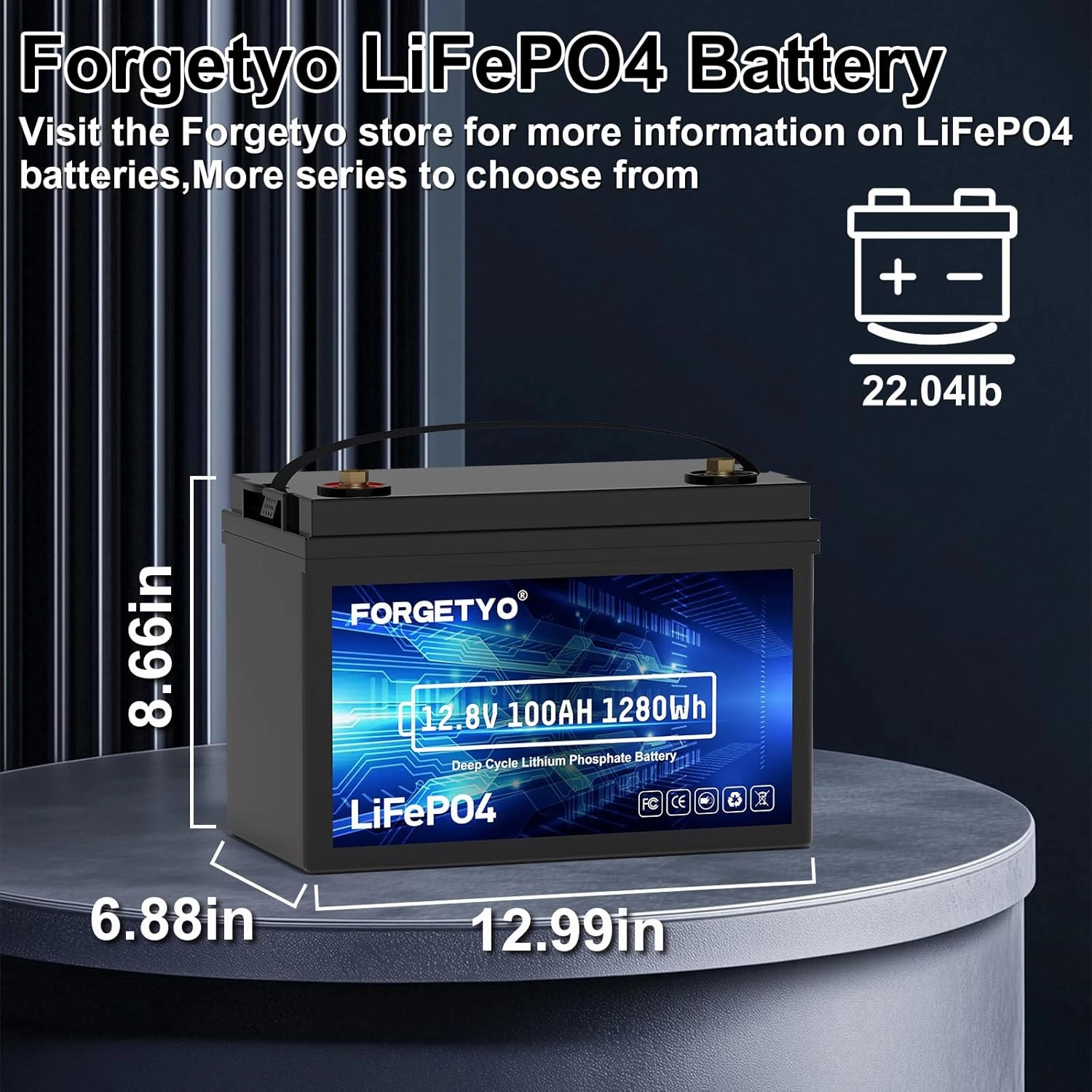 12V 100Ah Rechargeable Lifepo4 Battery, LifePO4 Lithium Battery,5000 Deep Cycles, 100A BMS, Perfect for Trolling Motors, Marine, Rv, Solar, Boat, Home Energy Storage