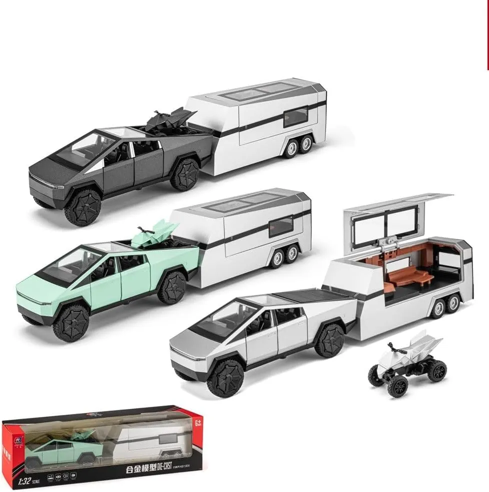 1/32 diecast Pickup Trailer Model Toy Truck, Off-Road Vehicle Alloy,Car Model Diecast Metal Toy,Truck Model Simulation Sound Light,Gifts for Adults and Children. (#1)