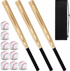 13 Pieces Kids Foam Baseball Bat and Ball Set Includes 3 Pcs 27'' Safe T Ball Bat with 9 Pcs Soft Baseballs 1 Storage Bag for Hitting Indoor Outdoor Sport Gift Playing Game (Classic)