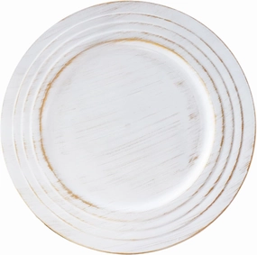 13" Chargers for Dinner Plates, Vintage Chargers for Dinner Plates, Gold Plates for Party Table Decor, Plate Chargers Set of 6 (Vintage White)