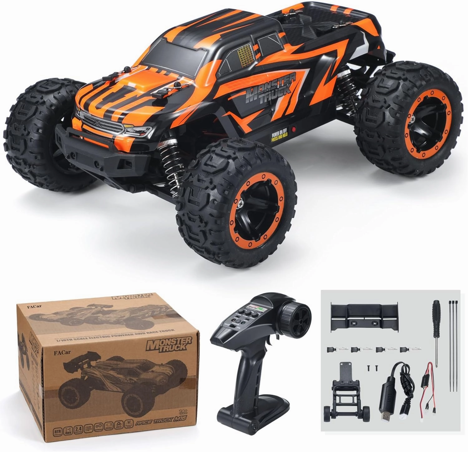 1601 Remote Control Cars 1:16 Scale 4X4 Brushless Fast RC Cars for Adults, High Speed 45 KPH, Hobby Electric Racing, 4WD Remote Control Cars, All Terrain Truck