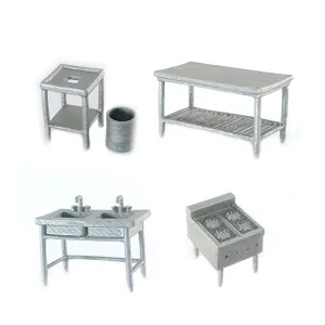 1:64 Painted Figure Mini Model Miniature Resin Diorama Sand Toy Kitchen 4pcs Set