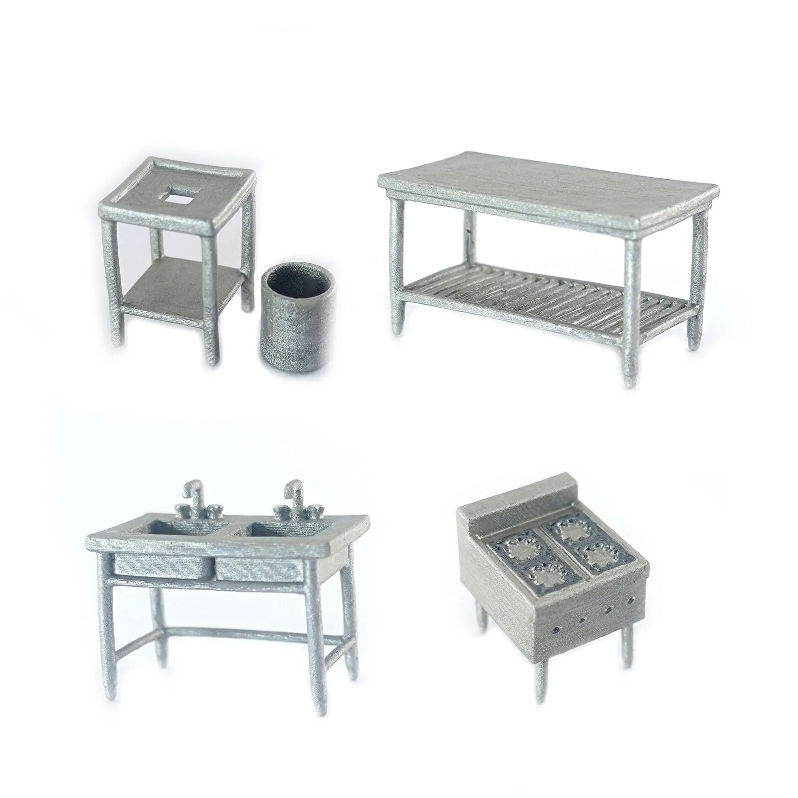 1:64 Painted Figure Mini Model Miniature Resin Diorama Sand Toy Kitchen 4pcs Set