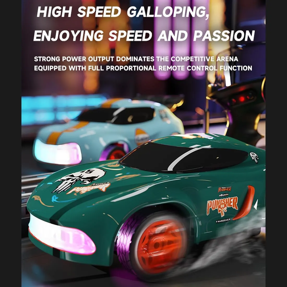 1:64 Scale Drift RC Car, Mini Desktop 4WD Sport Racing Drift Cars High Speed 2.4GHZ Remote Control Electric Vehicle Hobby Gift for Adults