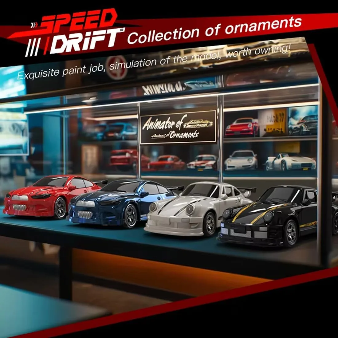 1/64 Scale RC Drift Car for Adults, 2.4G 4WD Full-Scale Remote Control Car, Mini GTR Drift Racing Model with High Speed