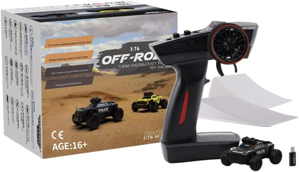 1/76 Mini Remote Control RC Drift Car, 2.4G 3CH High Speed RWD Monster Truck Turbo Racing Car RC Electric Truck Model Gifts for Adults - RTR Version
