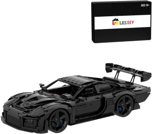 1:8 MOC Sports Car Model, 3374PCS Black Race Car Building Blocks Kit, Adult Collectible, Electroplated Race Vehicle Blocks