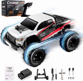 1/18 Brushless Fast RC Cars for Adults, 1/18 Chevrolet Colorado 4X4 Offroad RC Truck, RTR High Speed 45 km/h Hobby Electric RC Monster Trucks,2 Speed Transmission RC Car for Gift(Black)