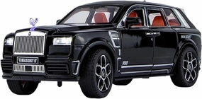 1 24 for Rolls Royce Cullinan MASORY SUV Alloy Luxy Car Model Diecasts Metal Toy Car Model Sound and Light Gift Simulation Vehicle Playset(Black)