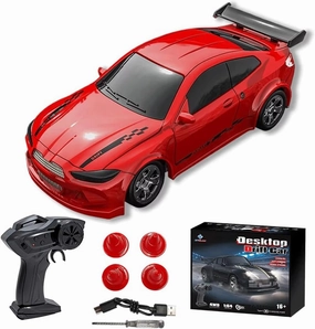 1/64 Scale Mini RC Drift Car, 2.4Ghz High Speed 4WD Full-Scale Throttle Drift Racing Sport Remote Control Car Desktop Gift for Adults Enthusiasts -Red