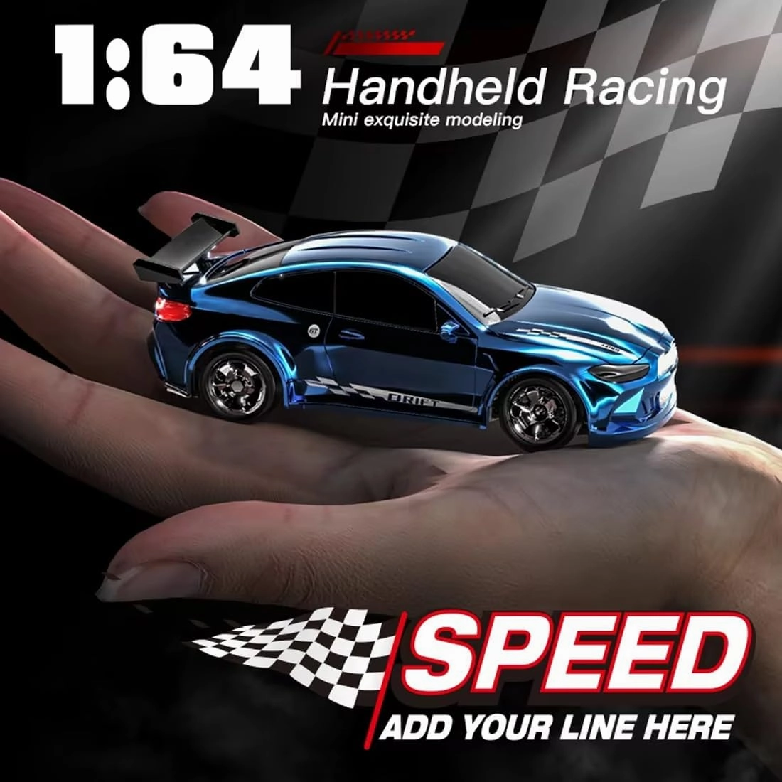 1/64 Scale Mini RC Drift Car, 2.4Ghz High Speed 4WD Full-Scale Throttle Drift Racing Sport Remote Control Car Desktop Gift for Adults Enthusiasts -Red