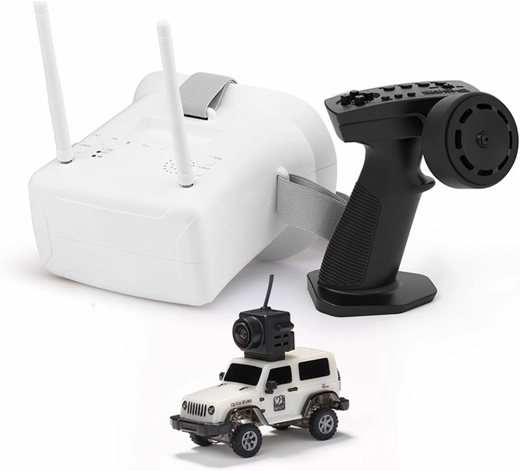 1/64 Scale RC Mini Drift Car with FPV Camera, 2.4G Romote Control Off-Road Climbing Car, 4WD Electric Racing Vehicle Model with LED Gift for Adult (RTR FPV Goggles Version)