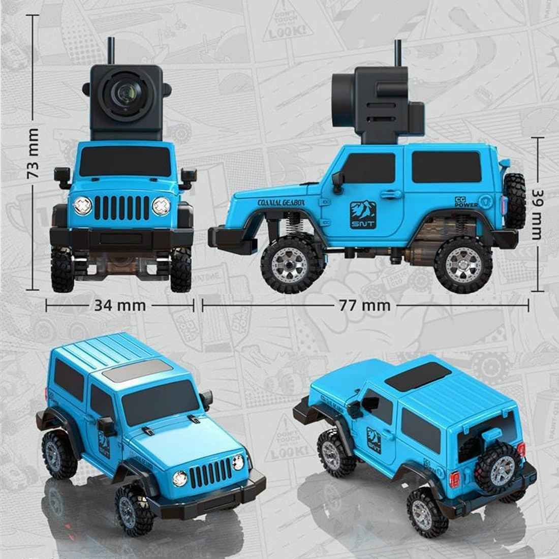 1/64 Scale RC Mini Drift Car with FPV Camera, 2.4G Romote Control Off-Road Climbing Car, 4WD Electric Racing Vehicle Model with LED Gift for Adult (RTR FPV Goggles Version)