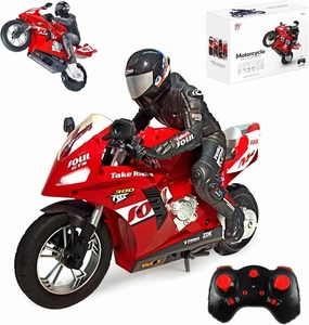 1/6 RC Stunt HC-208 Motorcycle Model 2.4GHz Alloy Racing for Adult Radio Controlled Car (Red-HC-208)