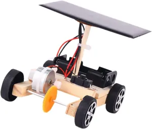 1pc Solar Car Building Kit Creative Engineering Circuit Science Toy for Boys and Girls Colorful Wooden Stem Educational Model Practical Logical Skills