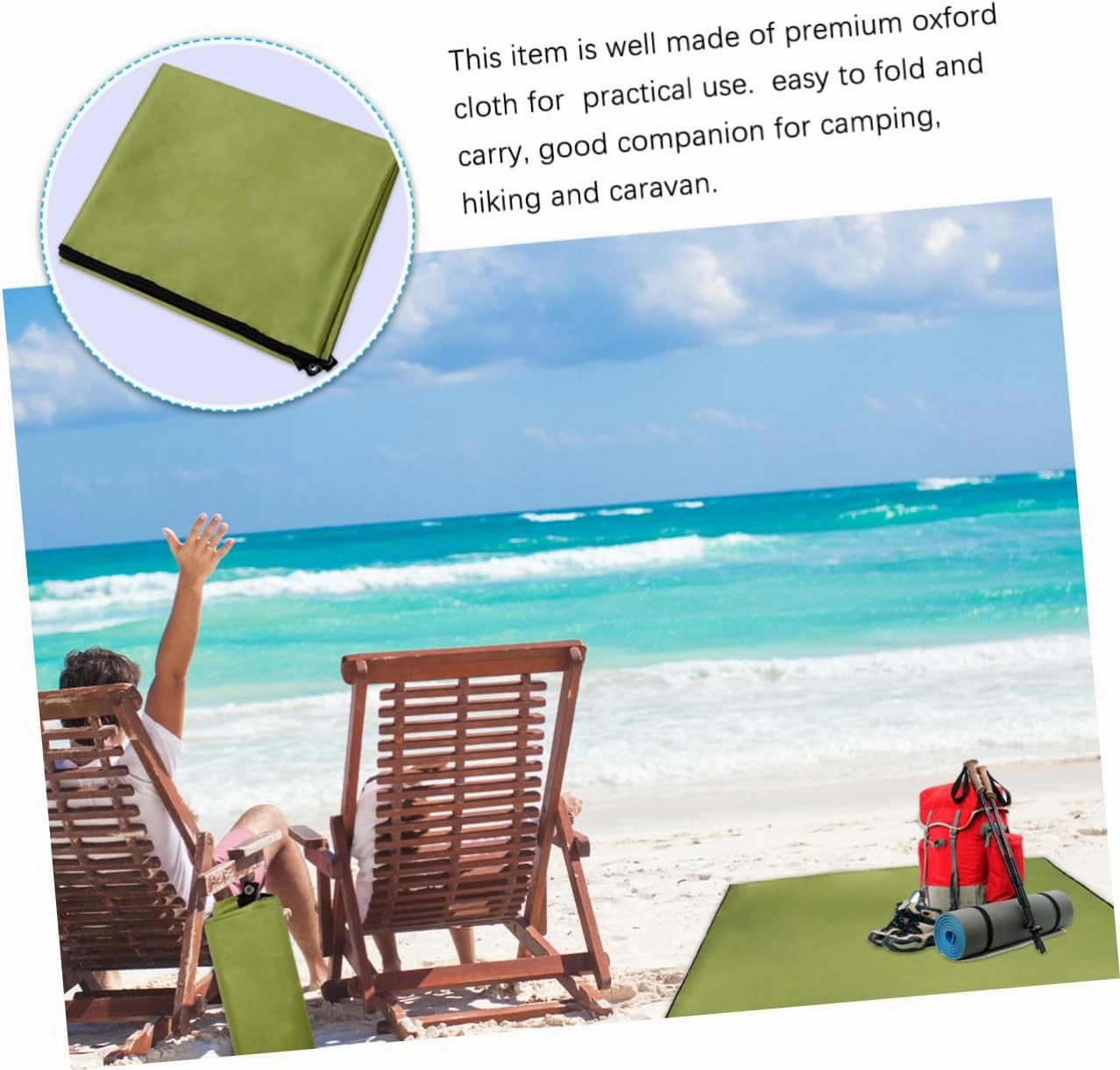 1pc Portable Outdoor Blanket Oxford Cloth Mat for Camping Beach and Hiking Uv Lightweight Design for Army Green