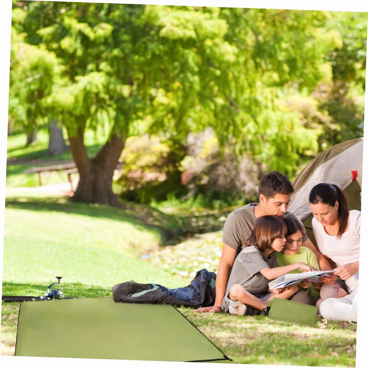 1pc Portable Outdoor Blanket Oxford Cloth Mat for Camping Beach and Hiking Uv Lightweight Design for Army Green
