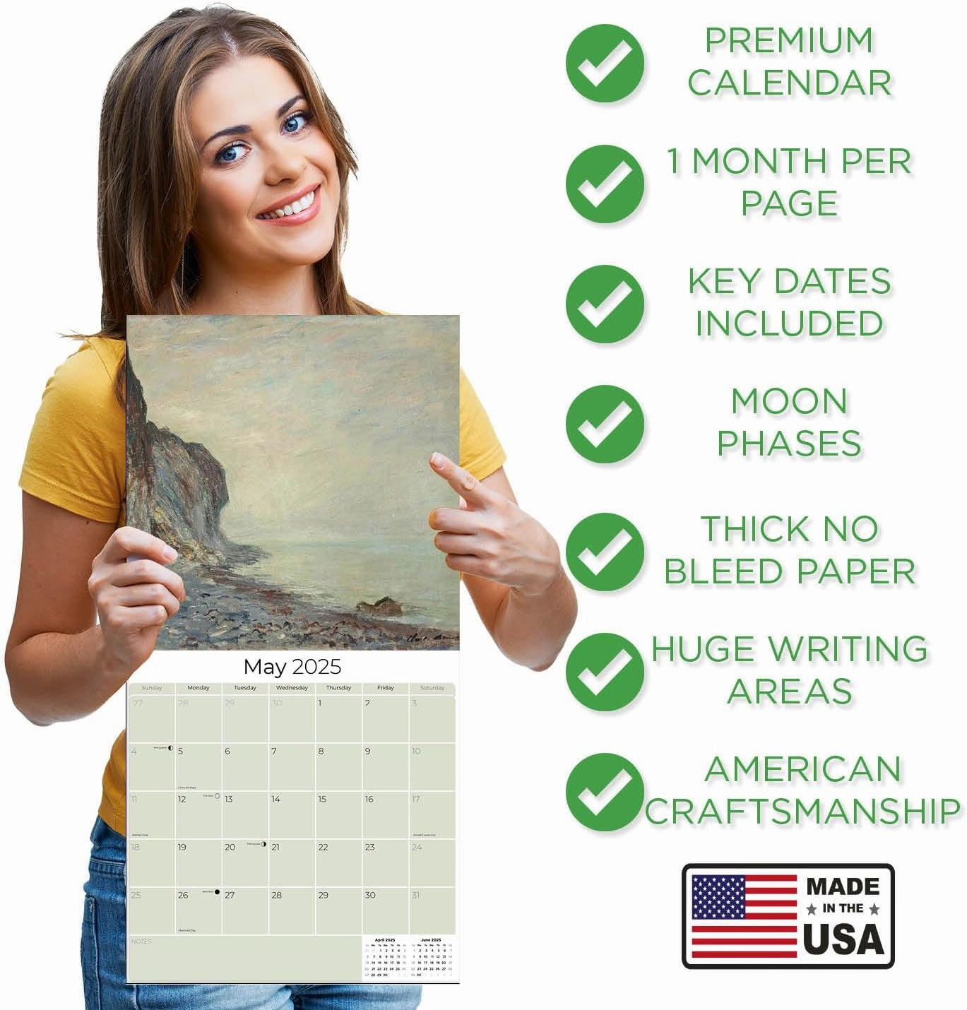 2024 2025 Claude Monet Calendar - Fine Art Monthly Wall Calendar - 12 x 24 Open - Thick No-Bleed Paper - Giftable - Academic Teacher's Planner Calendar Organizing & Planning - Made in USA