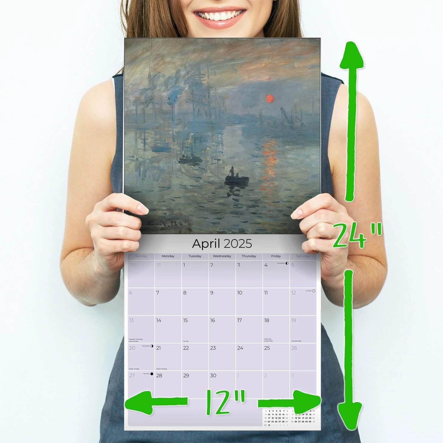 2024 2025 Claude Monet Calendar - Fine Art Monthly Wall Calendar - 12 x 24 Open - Thick No-Bleed Paper - Giftable - Academic Teacher's Planner Calendar Organizing & Planning - Made in USA