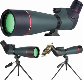 20-60x80 Spotting Scopes for Target Shooting, BAK4 Waterproof Spotting Scope for Bird Watching Wildlife Viewing Hiking Camping, HD Spotter Scope with Tripod Smartphone Holder and Carrying Bag